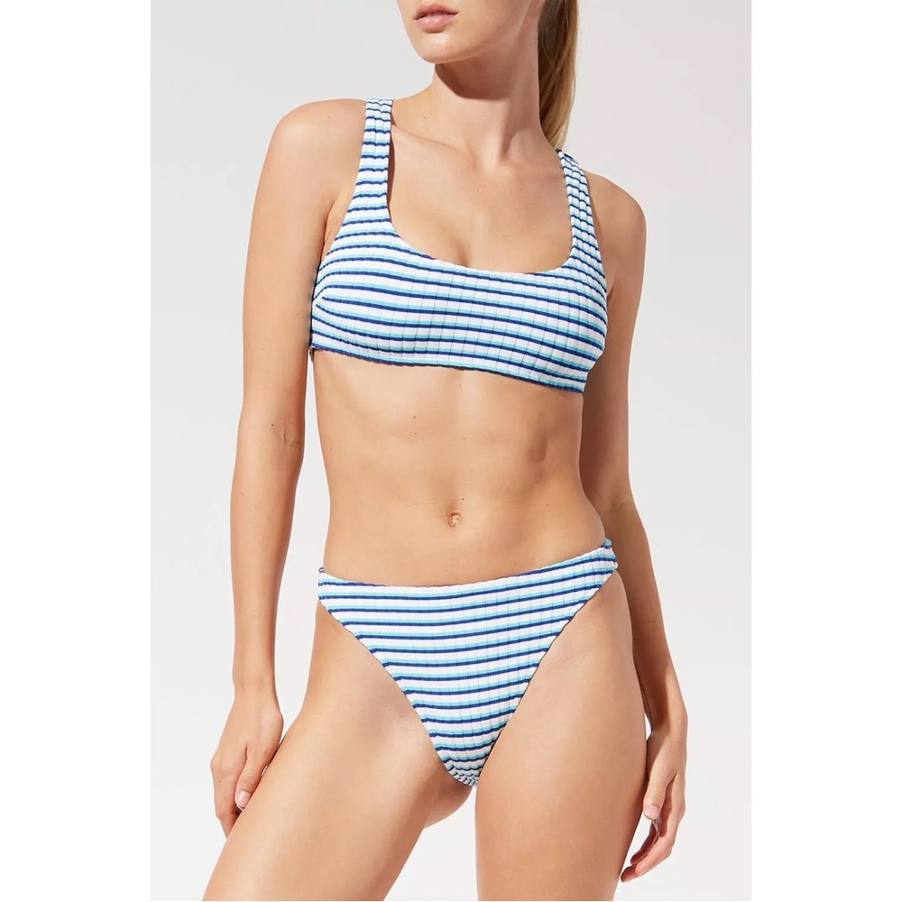 Solid & Striped The Jayden Bikini set in Blue Stripe Rib, NWT